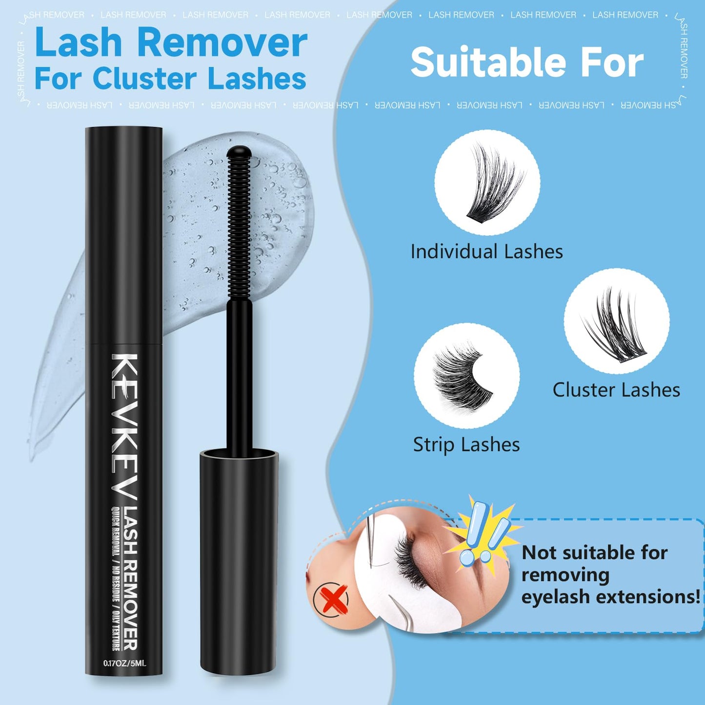 Close up of KevKev lash remover packaging