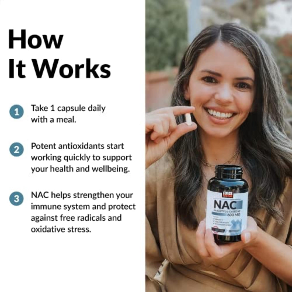 Force Factor antioxidant supplement bottle showing capsule count and key benefits