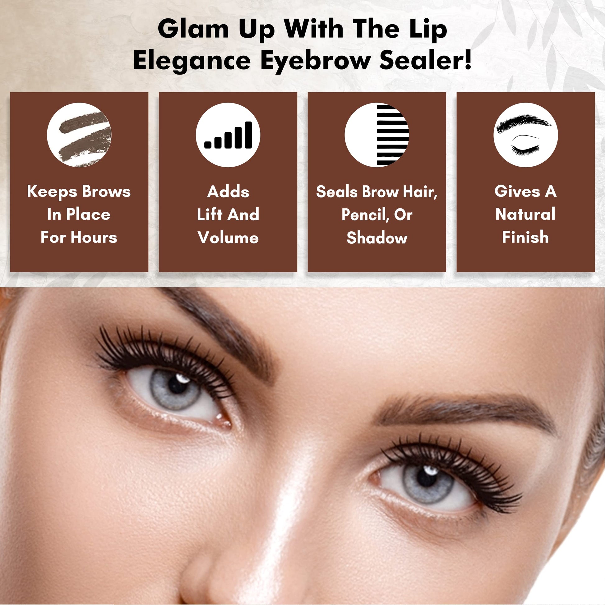 Lip Elegance extreme hold eyebrow sealer bottle standing upright