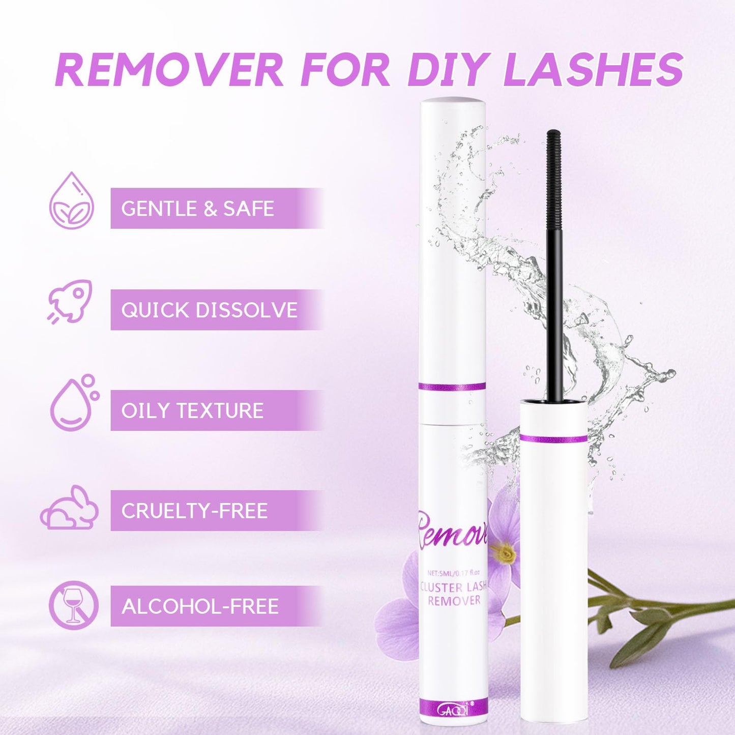 Close up of Gaqqi lash adhesive remover brush applicator