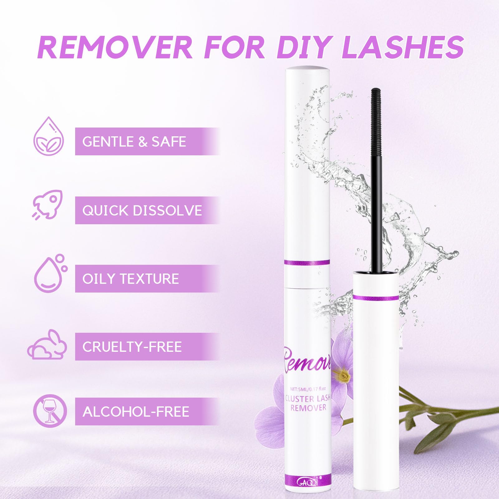 Close up of Gaqqi lash adhesive remover brush applicator