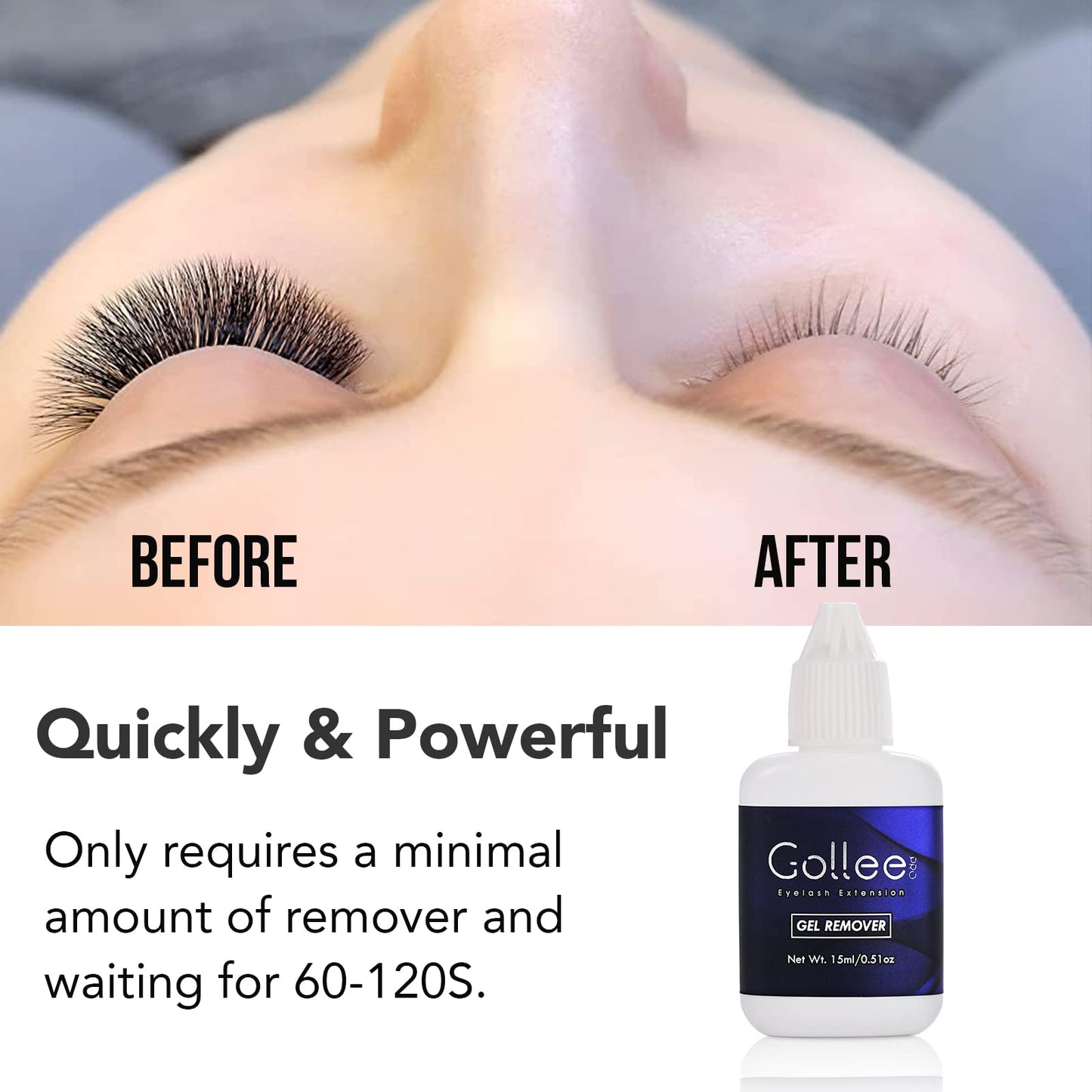 Golleepro Lash Extension Glue Remover 15ml bottle packaging