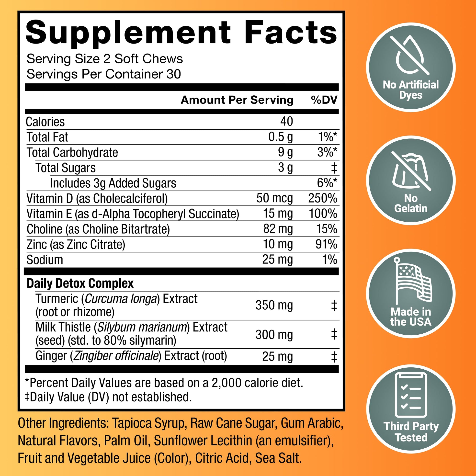 Force Factor Liver Detox milk thistle and turmeric chews details