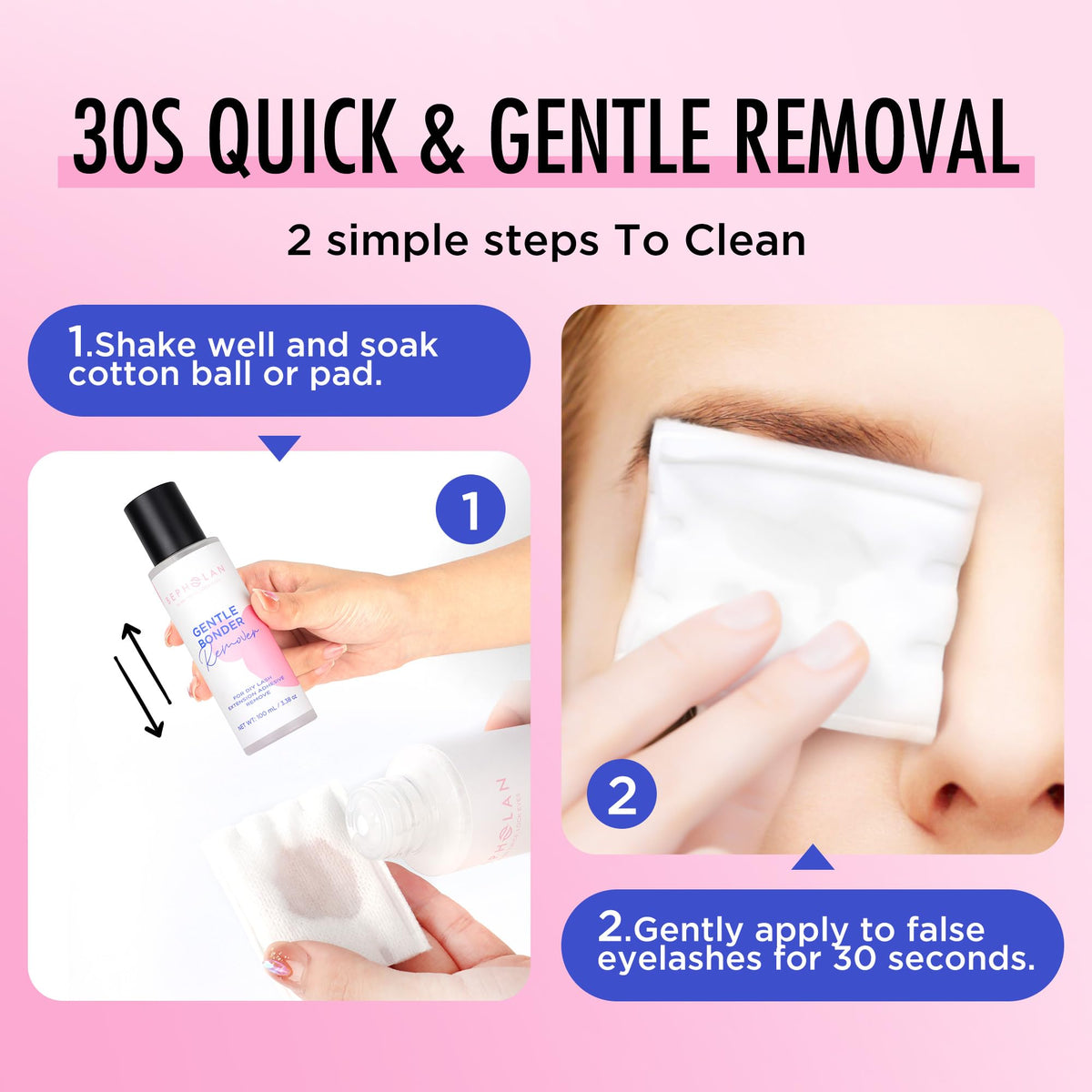 Bepholan DIY eyelash extension remover bottle back instructions
