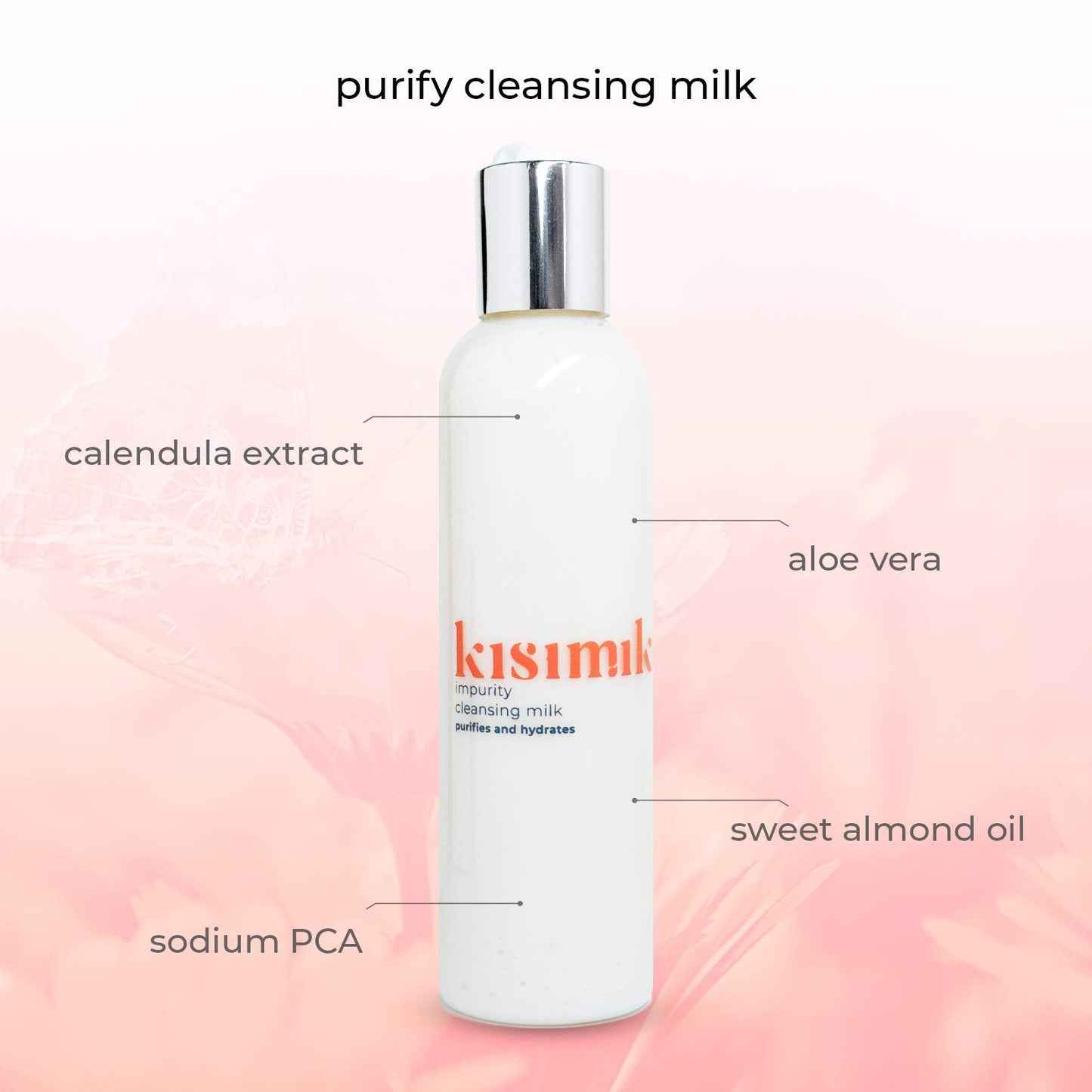 Close up of Kisimiki 3-in-1 makeup remover bottle