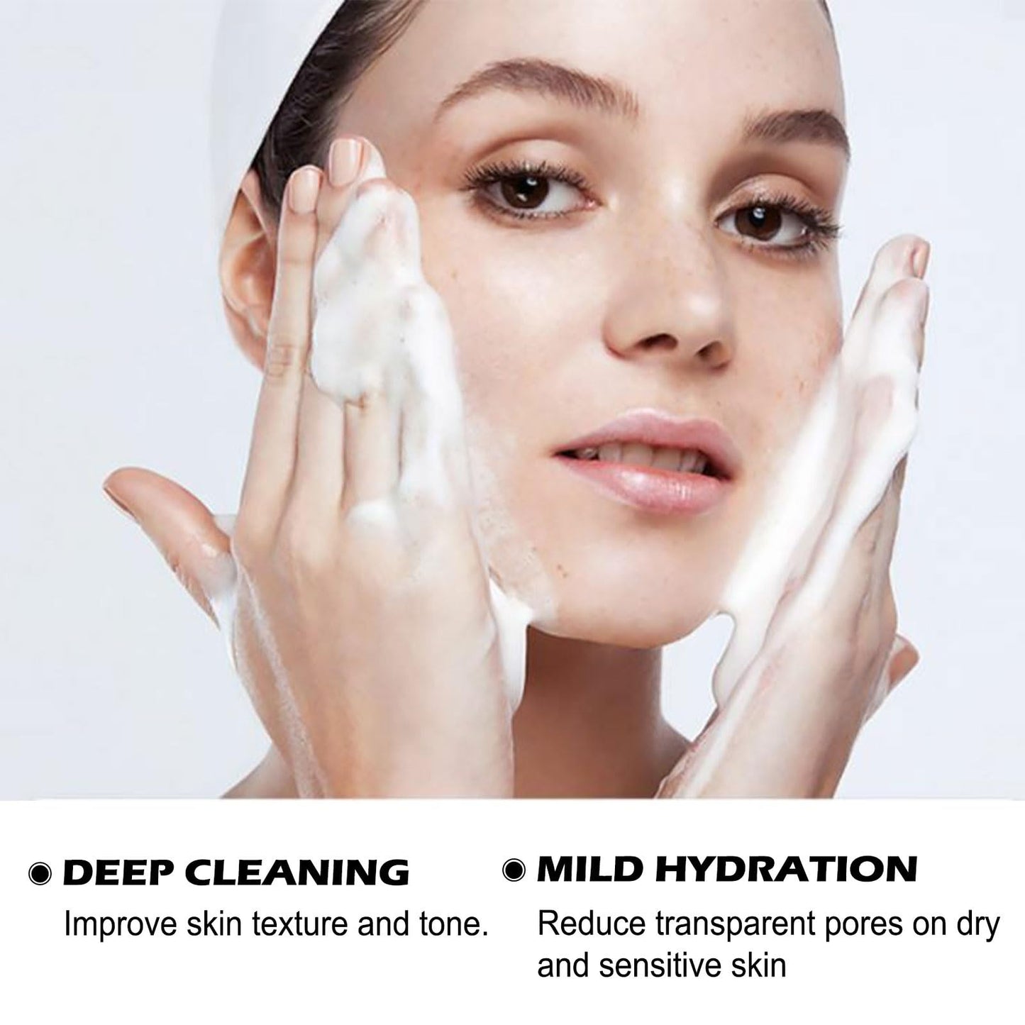 Application of TS TAC-SKY pore tightening cleanser on skin