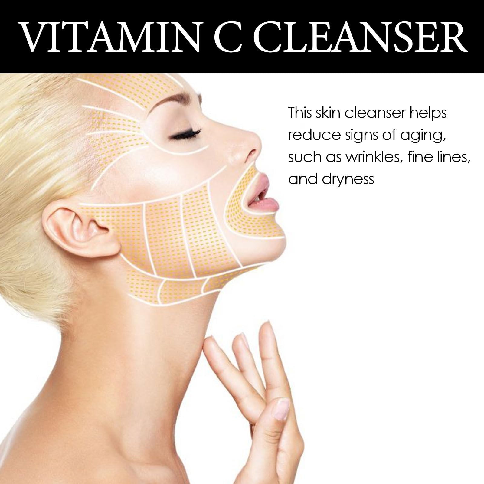 Ingredient highlights on TS TAC-SKY Vitamin C face wash packaging