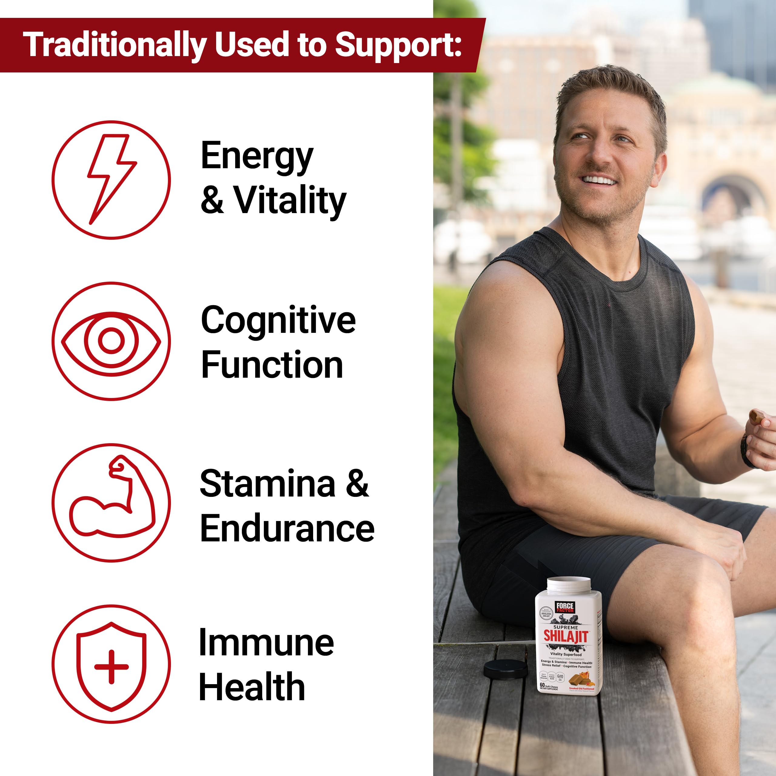 Force Factor Himalayan shilajit supplement for immune health and focus.