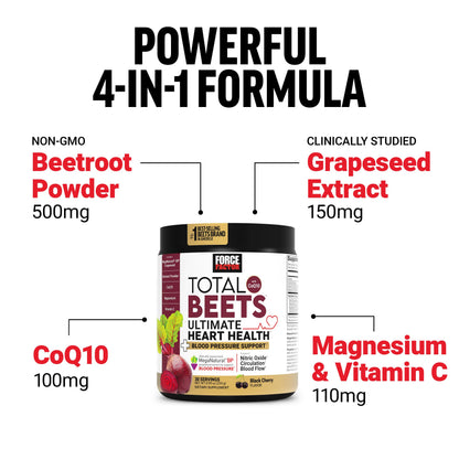 Force Factor Total Beets Black Cherry powder texture in a scoop