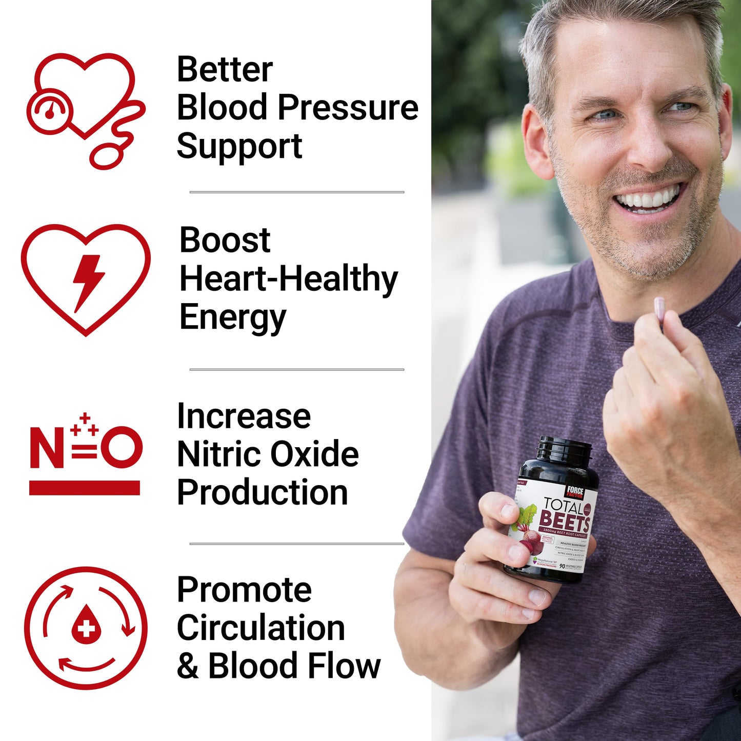 Force Factor Total Beets side label displaying MegaNatural BP grape seed extract ingredients
