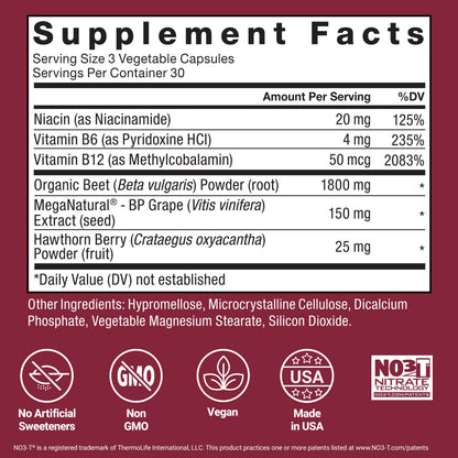 Force Factor Total Beets organic beet root 1800mg serving nutrition facts label