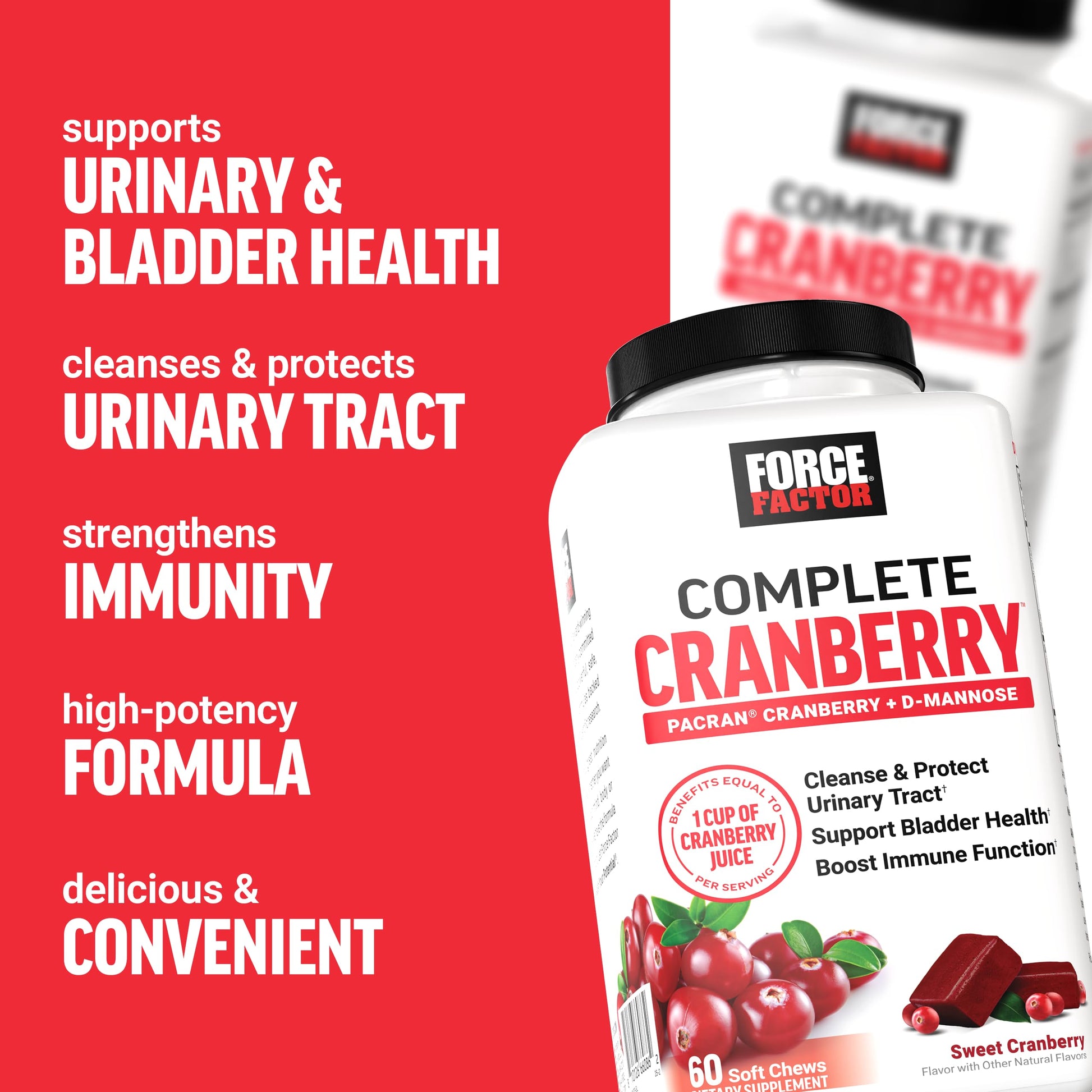 Force Factor Cranberry Soft Chews Supplement Facts Label