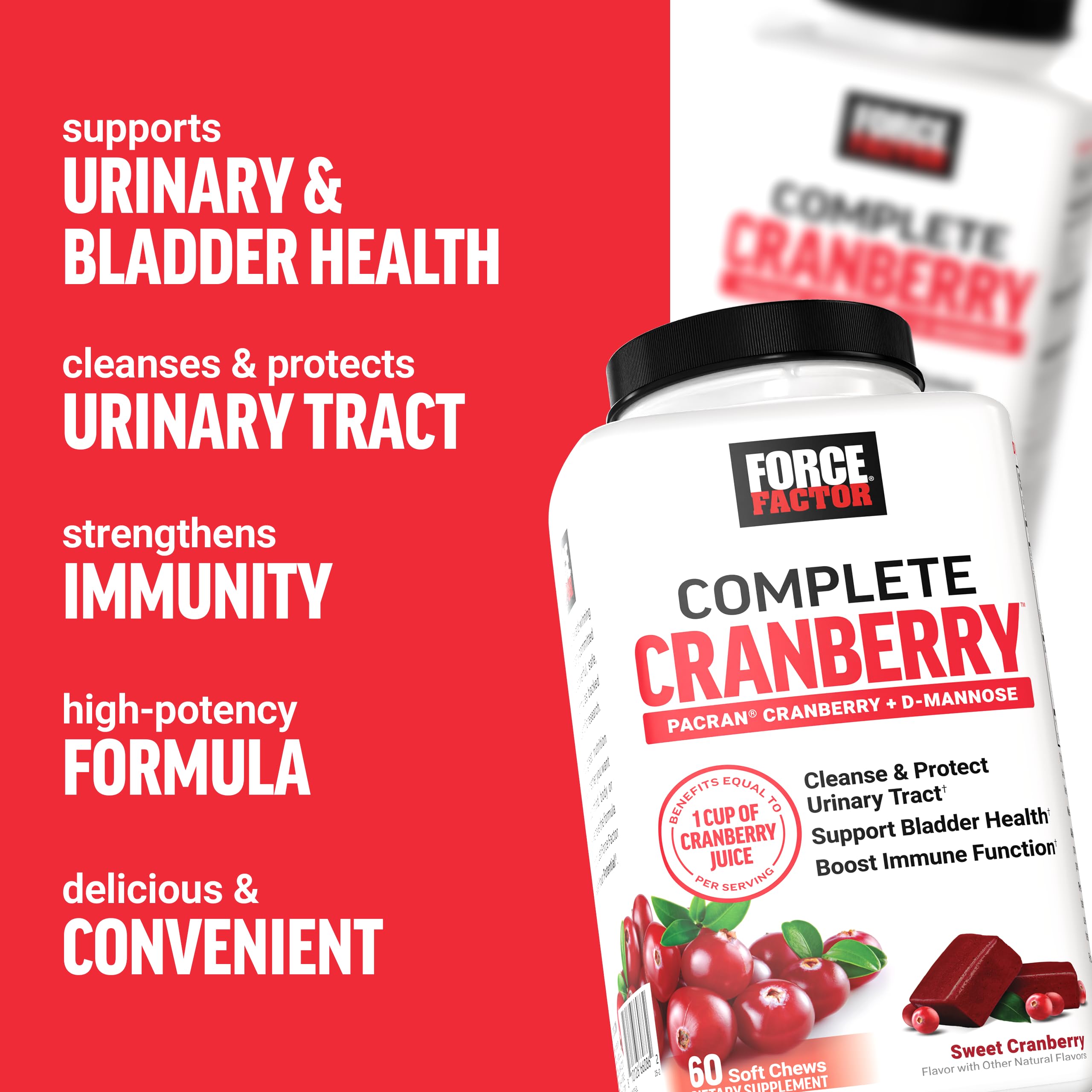 Force Factor Cranberry Soft Chews Supplement Facts Label