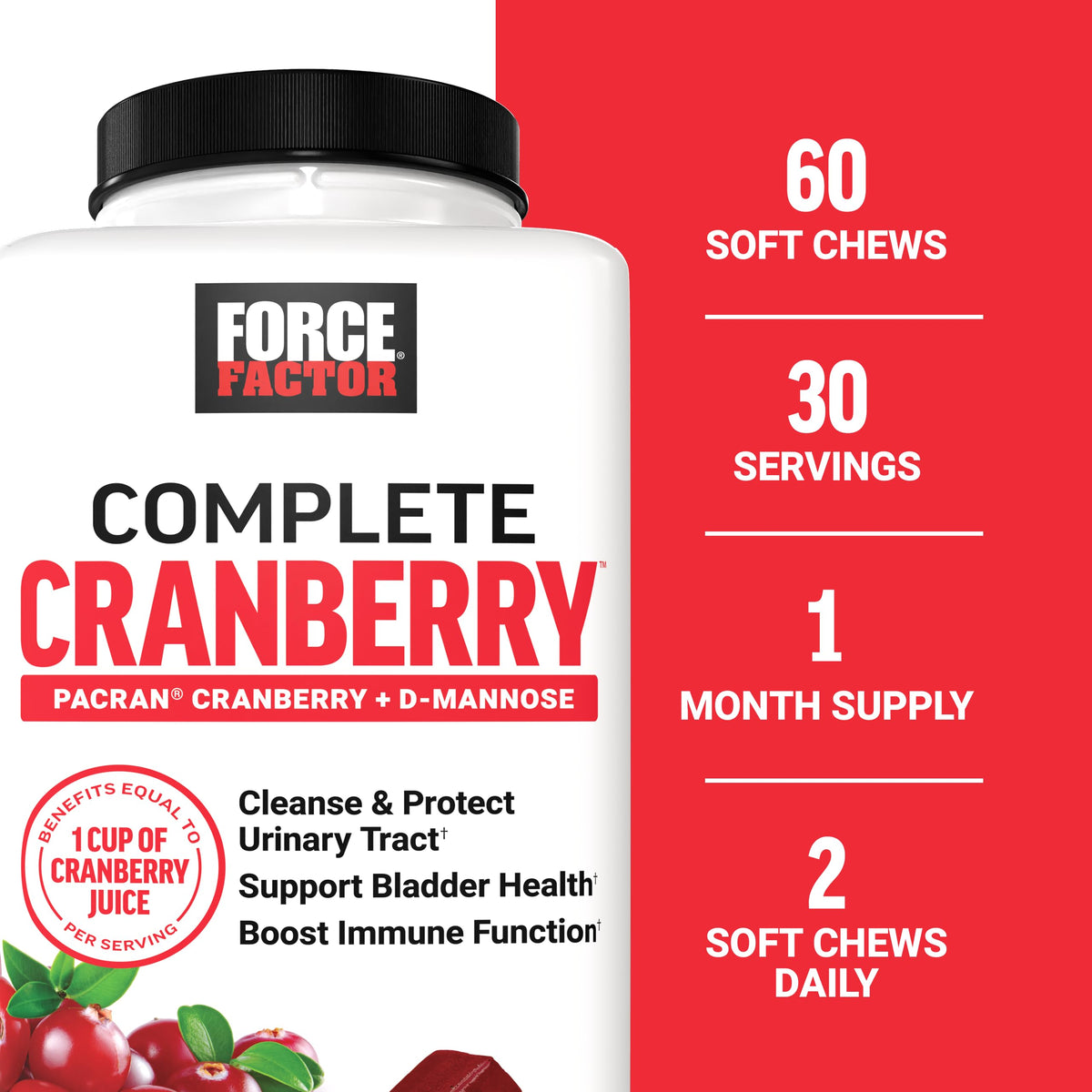 Force Factor Cranberry Soft Chews Texture and Soft Chew