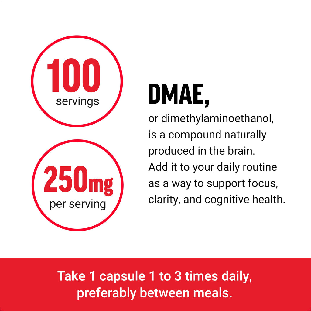 Close up view of Force Factor DMAE capsule supplement facts