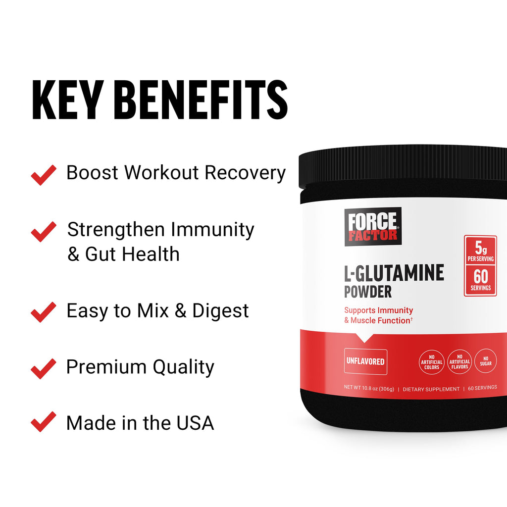 Force Factor L Glutamine Powder nutritional facts panel