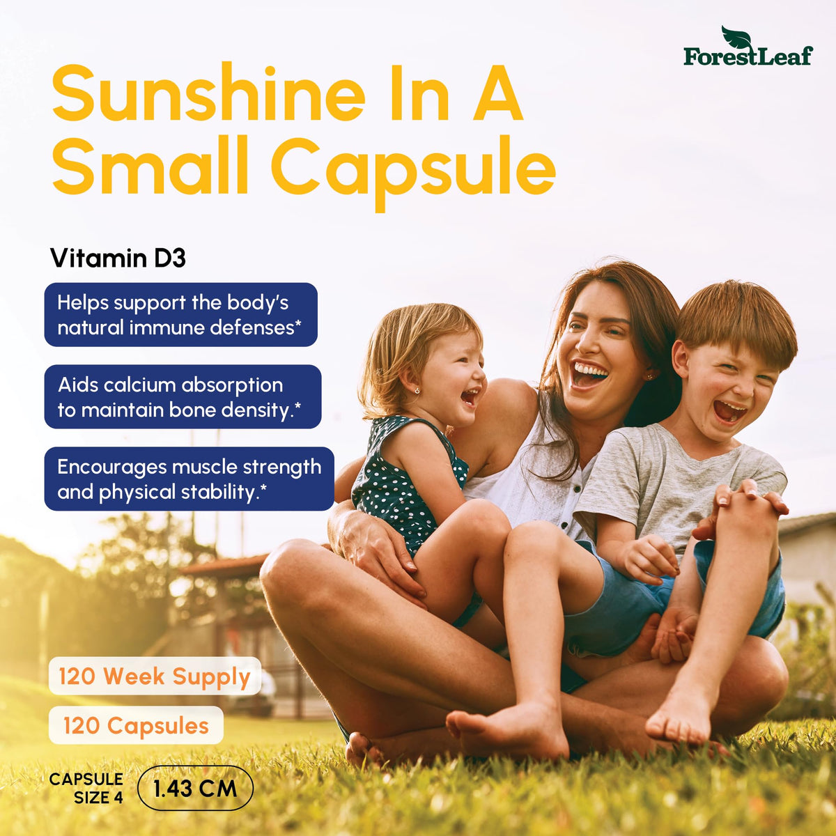 ForestLeaf Vitamin D3 supplement facts label