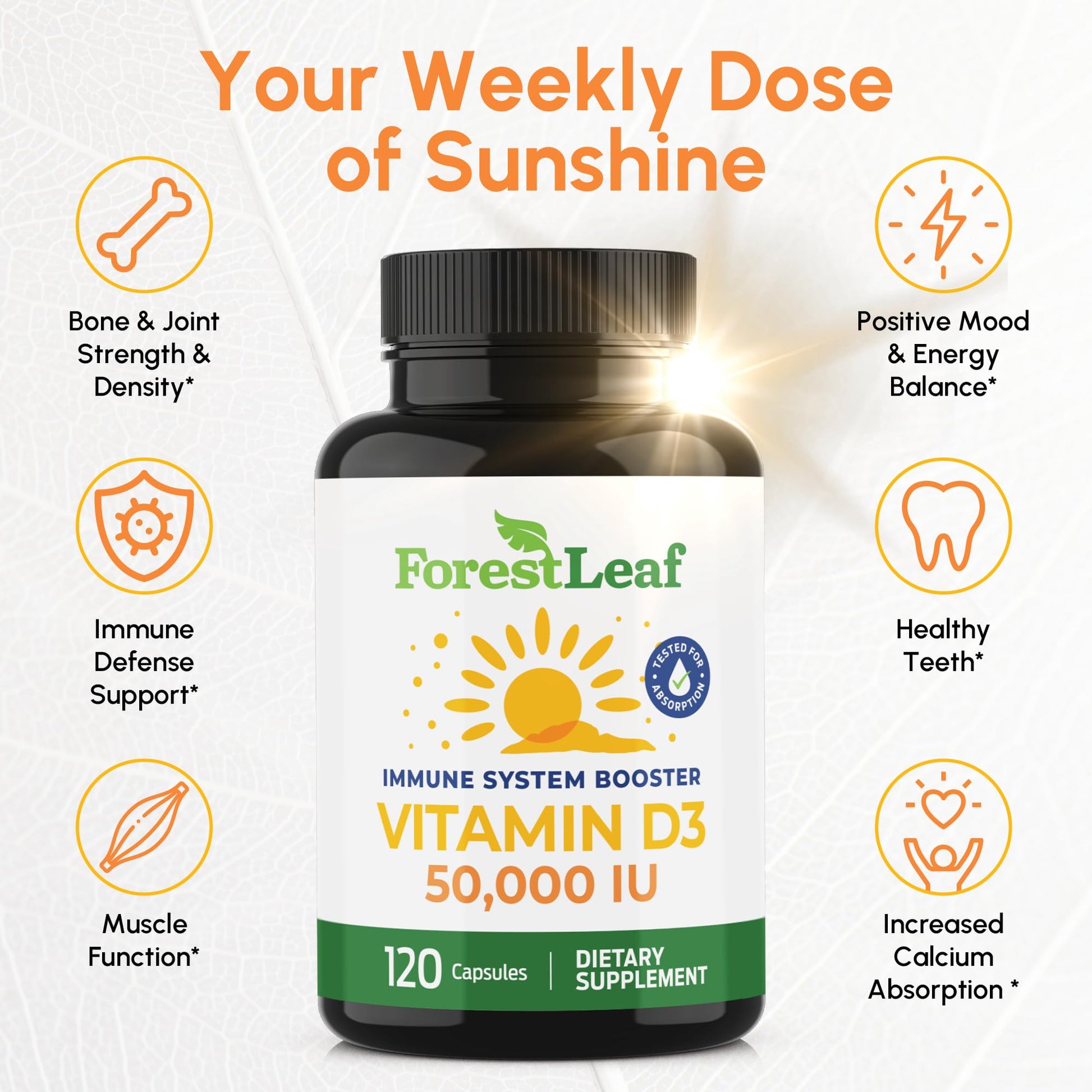 ForestLeaf Cholecalciferol supplement weekly dosing directions and warning labels