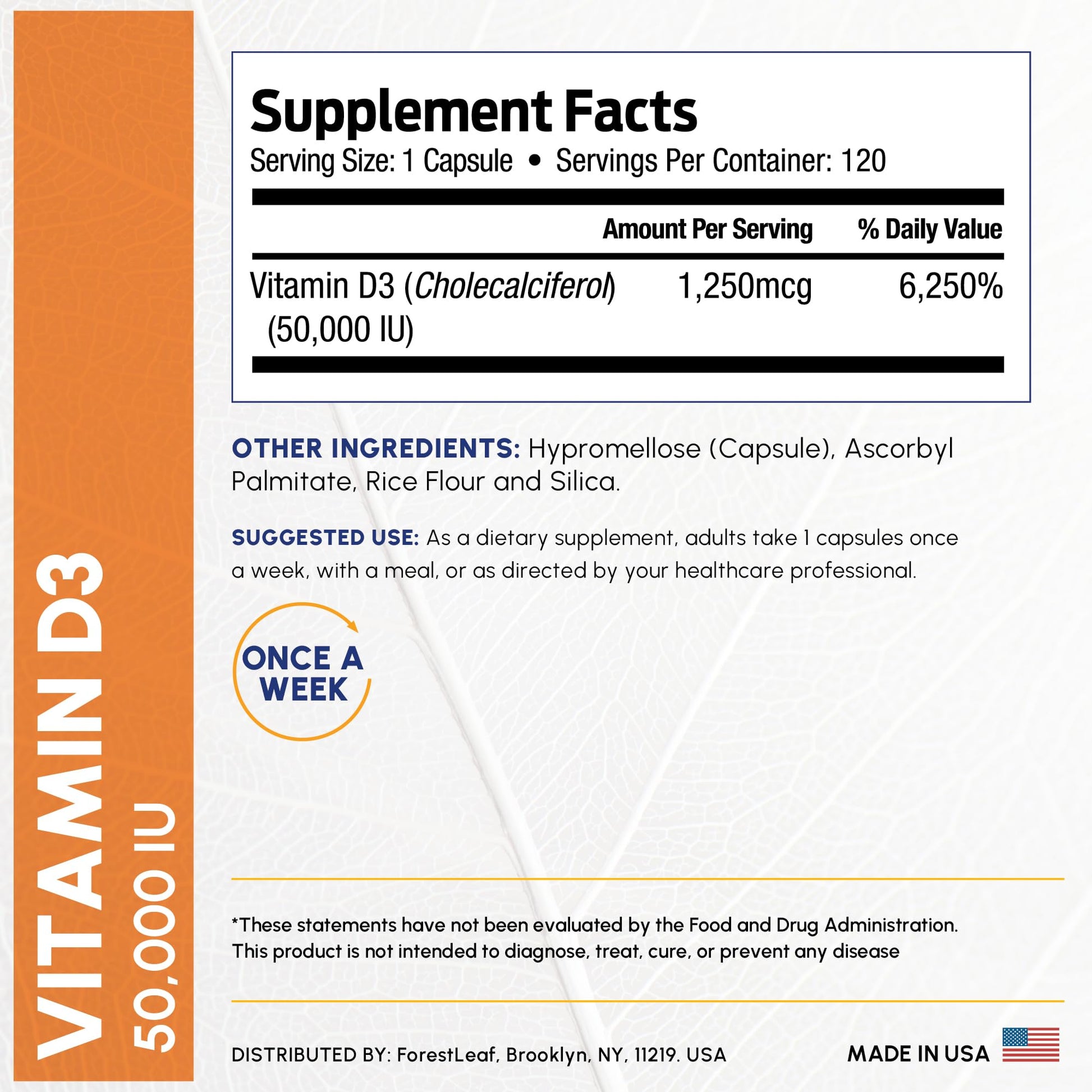 ForestLeaf high potency vitamin D3 vegetable capsules next to the bottle