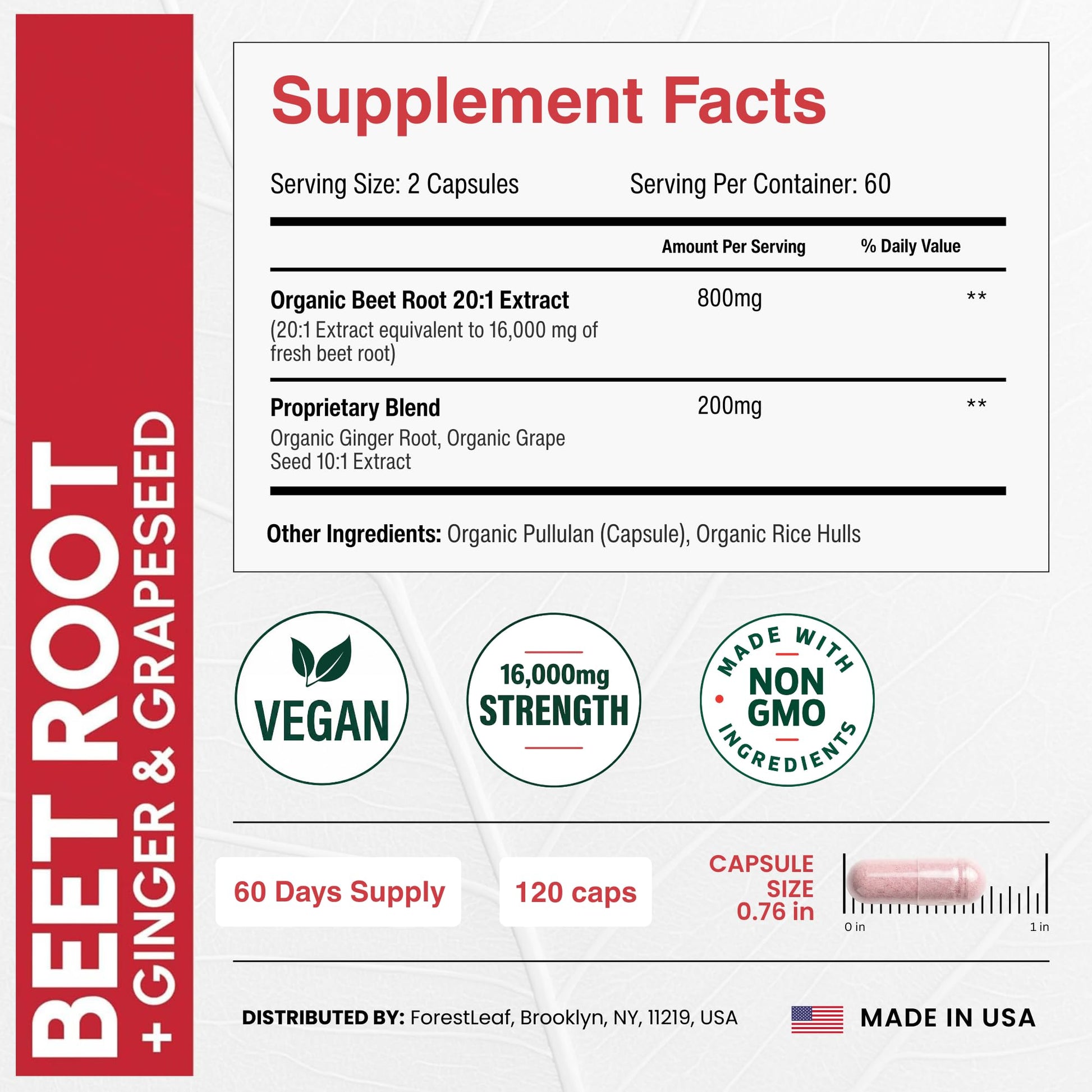 ForestLeaf organic beetroot 120 vegetable capsules packaging