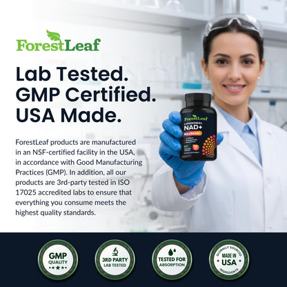 Authentic ForestLeaf NAD+ packaging from USA