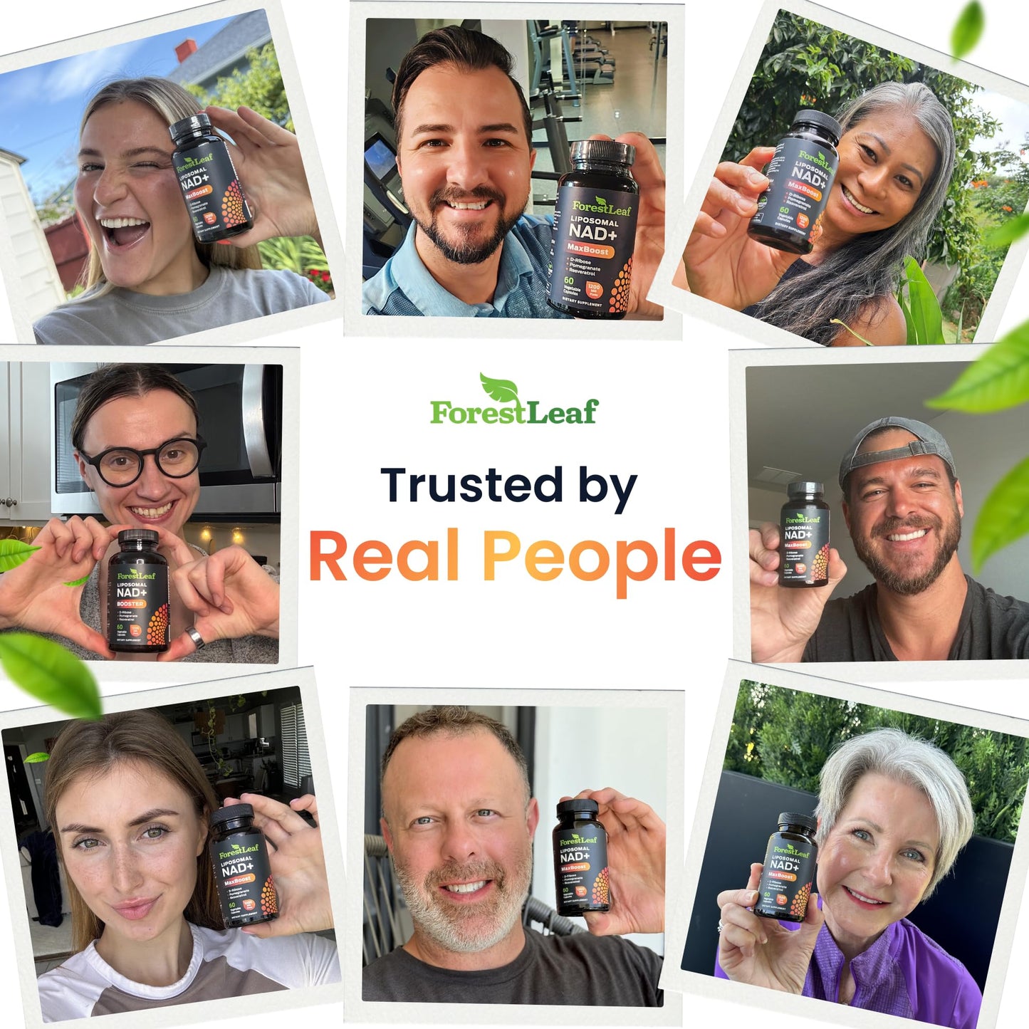 Ingredient list on ForestLeaf Liposomal NAD+ bottle