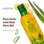 Close up of Forever Living aloe vera juice lemon lime label