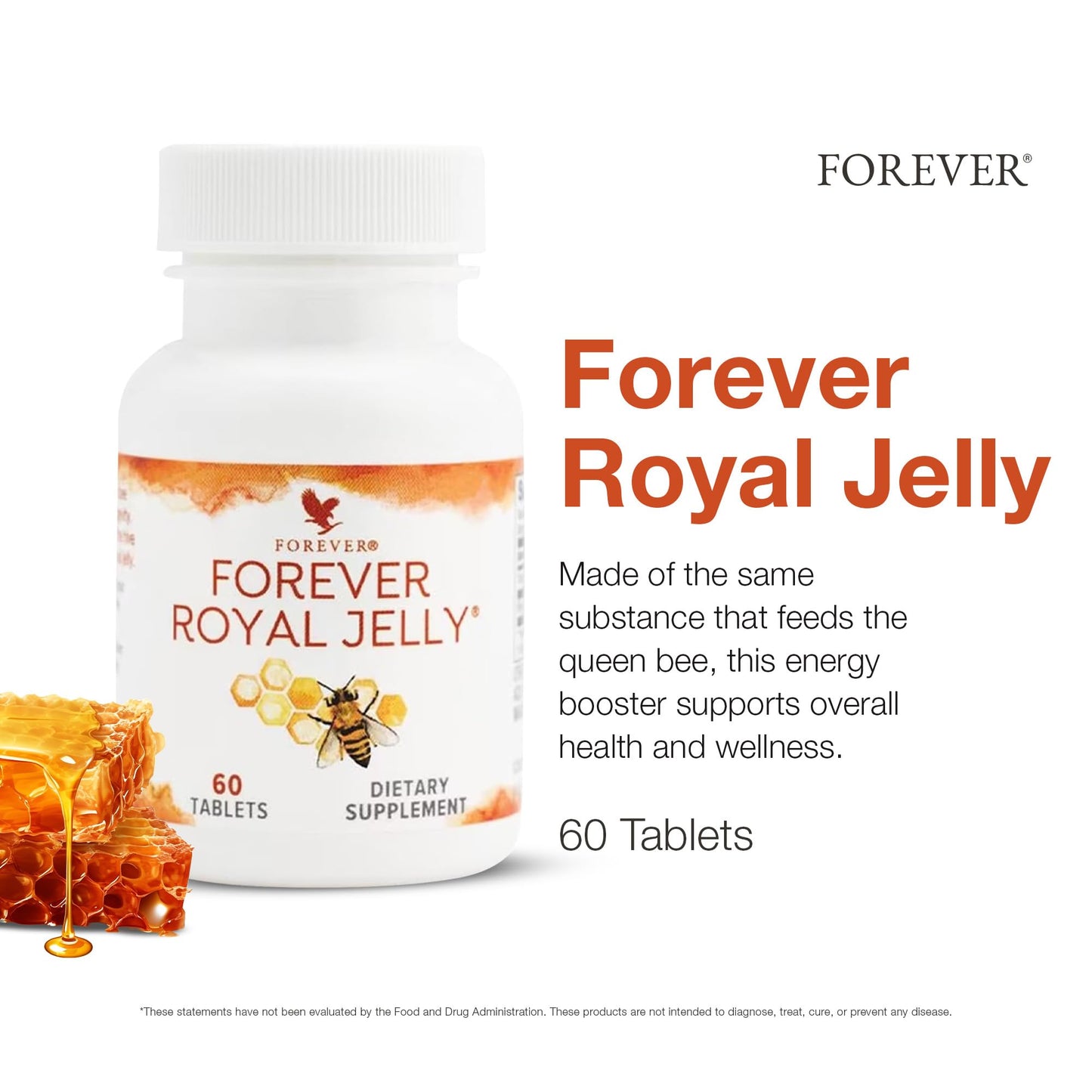 Authentic USA imported Forever Living Royal Jelly supplement bottle showing nutritional information