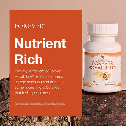 Sublingual energy booster tablets from Forever Living Royal Jelly on a clean background
