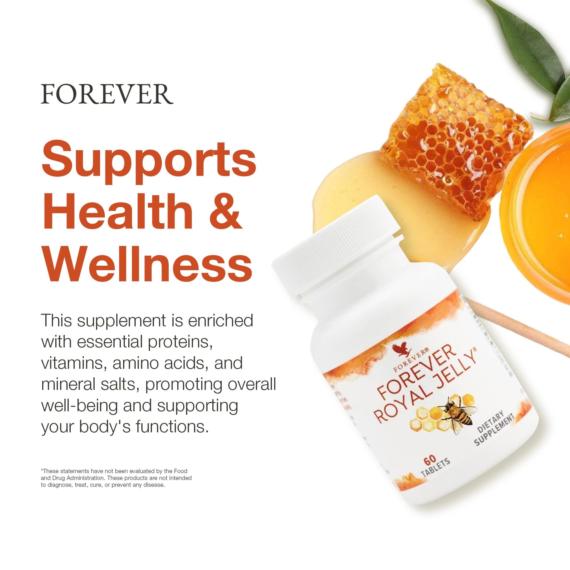 All natural vegetarian friendly royal jelly supplement bottle by Forever Living Products