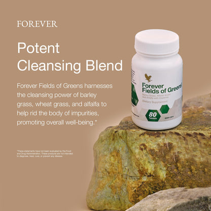 Bottle of Forever Living Fields Of Greens Superfood Tablets