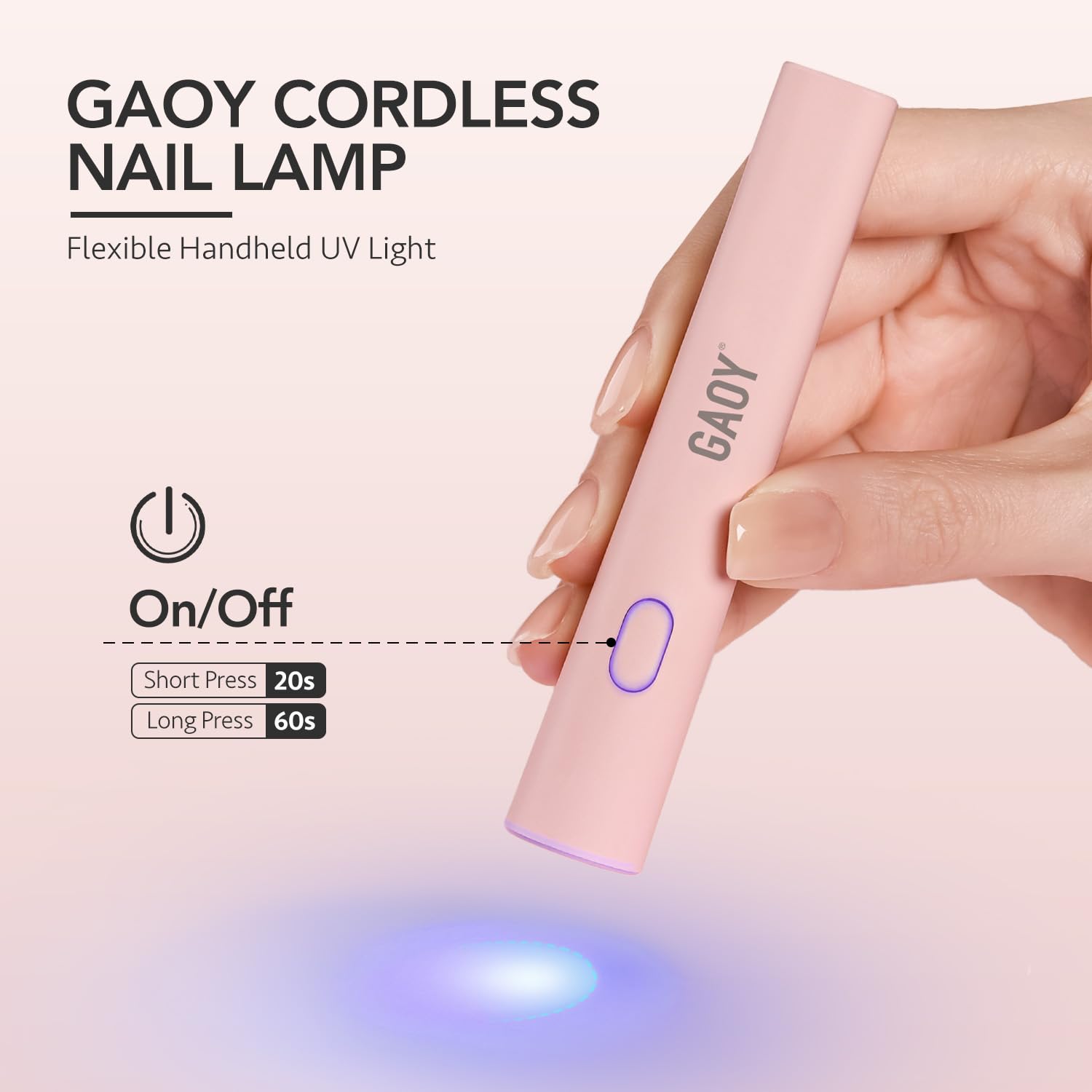 GAOY portable LED nail lamp for travel manicures