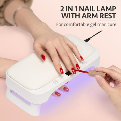 Side profile of GAOY nail dryer showing the ergonomic hand rest