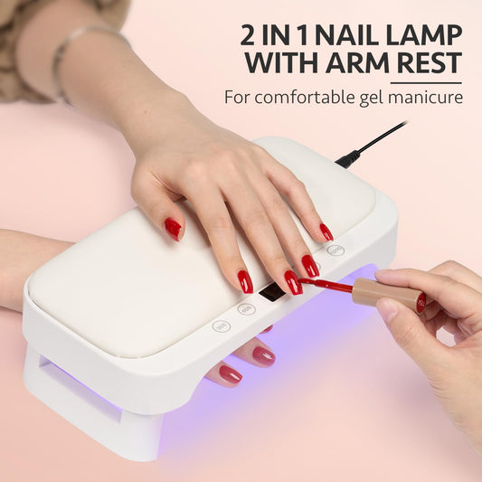 Side profile of GAOY nail dryer showing the ergonomic hand rest