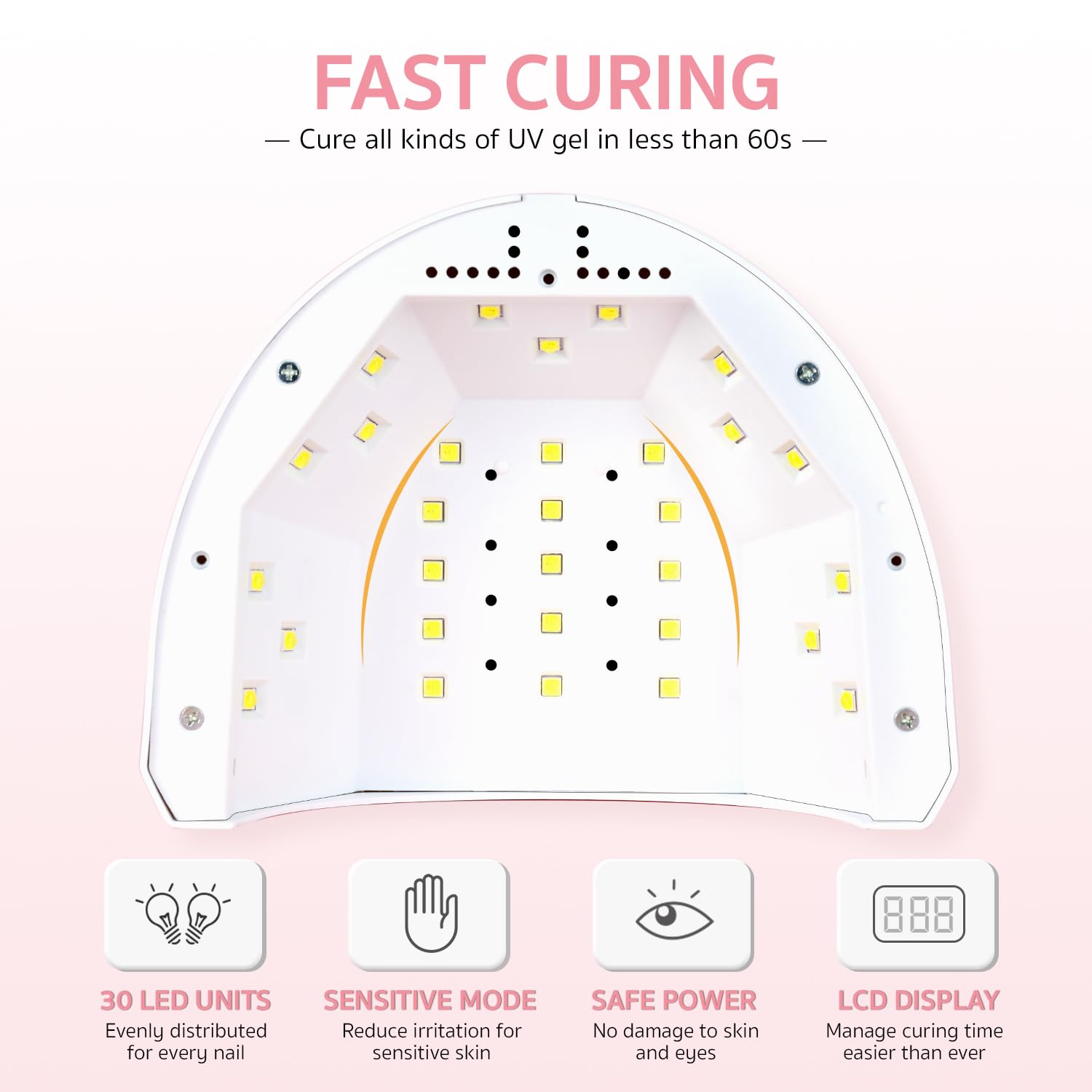Professional nail dryer showing hand inside with auto sensor