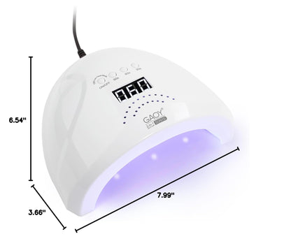 Close up of Gaoy nail lamp control buttons and timer