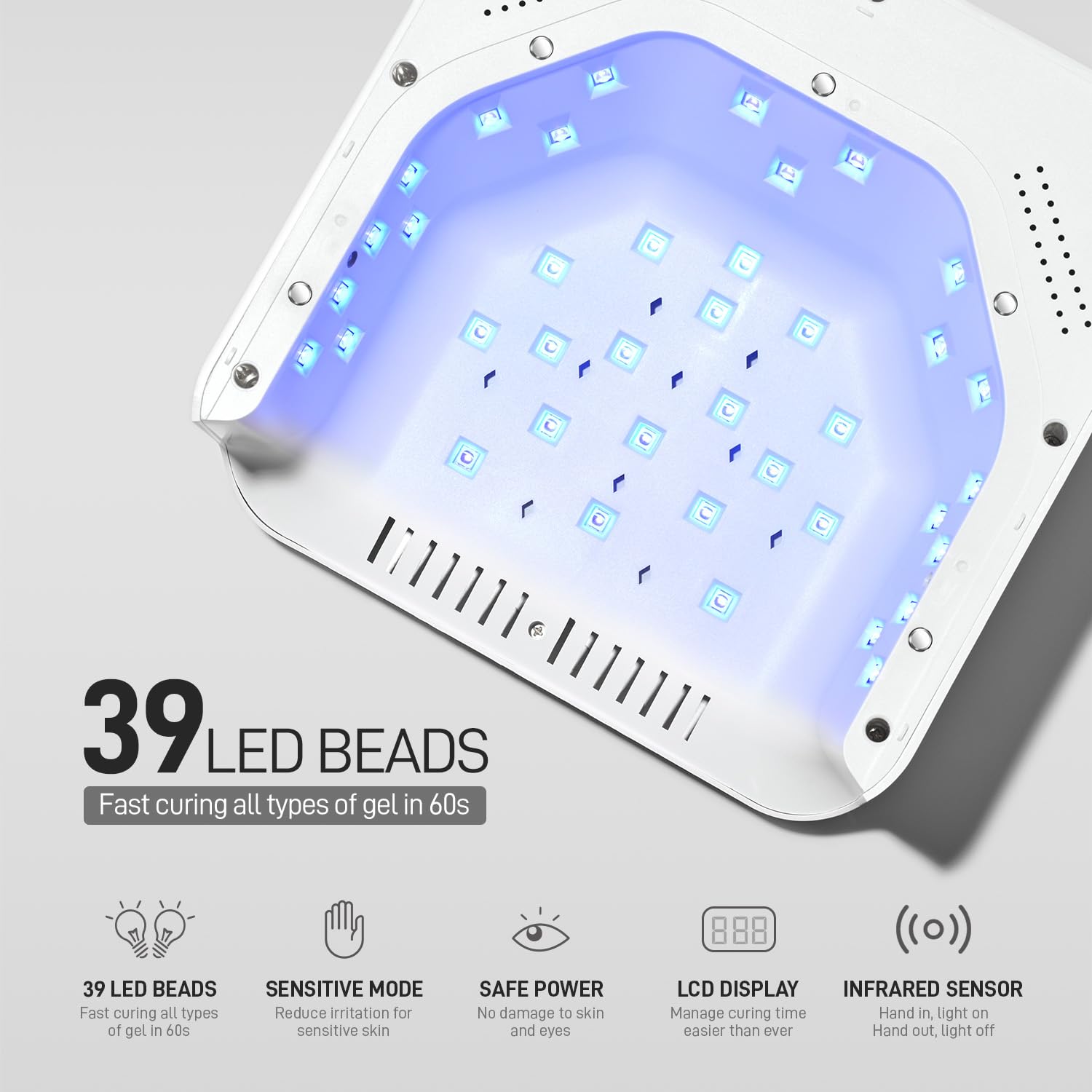 Side profile of Gaoy cordless UV LED nail lamp