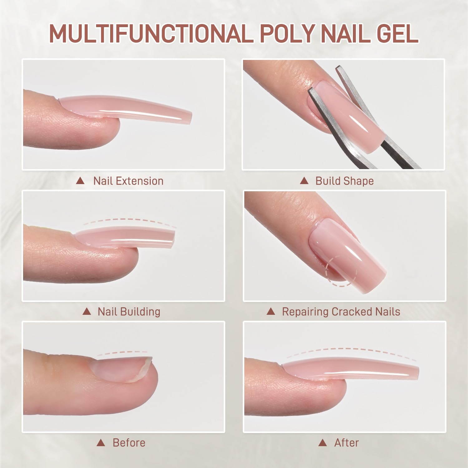 Tools for nail extension including brush and spatula from Gaoy kit
