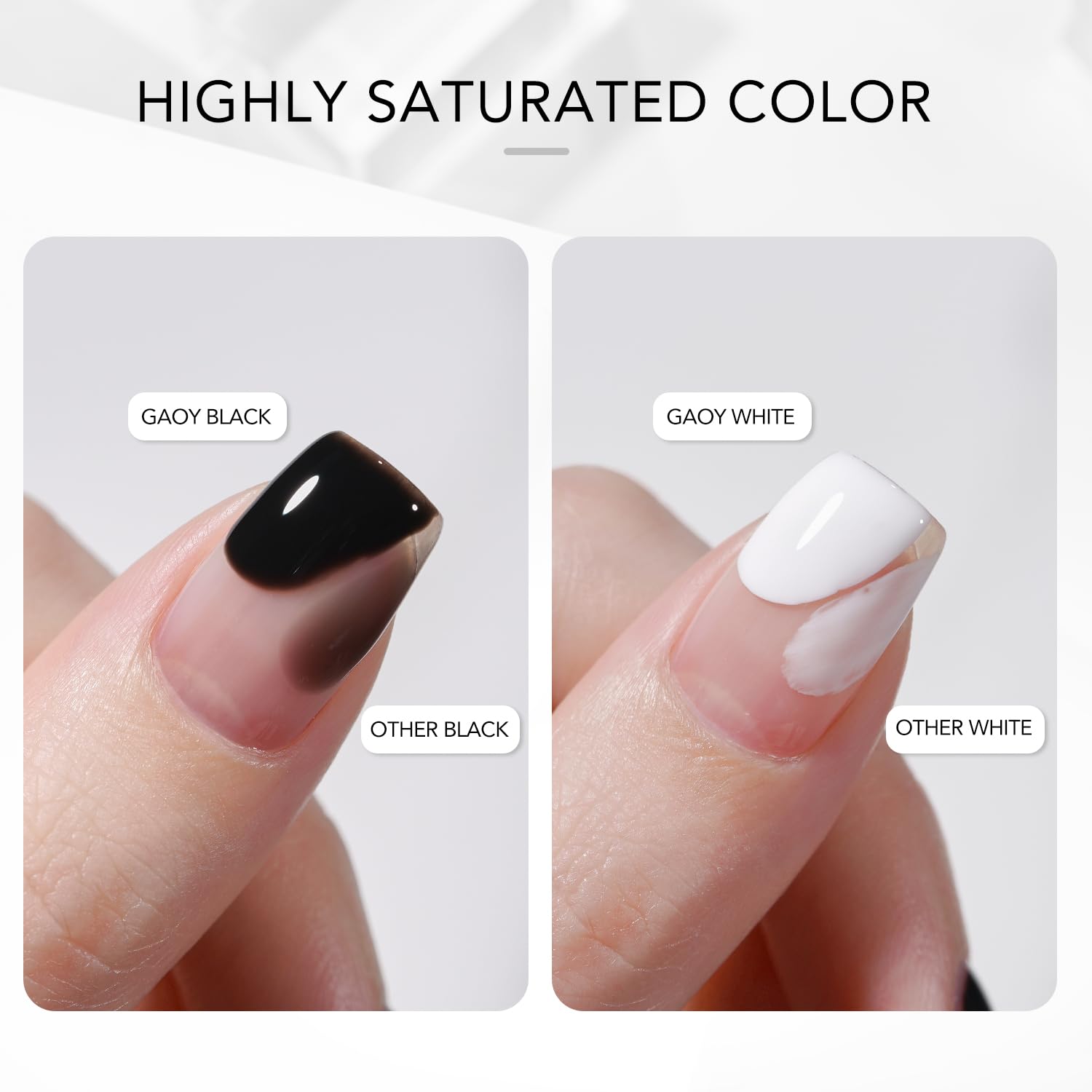 GAOY gel polish set featuring 16ml black and white bottles