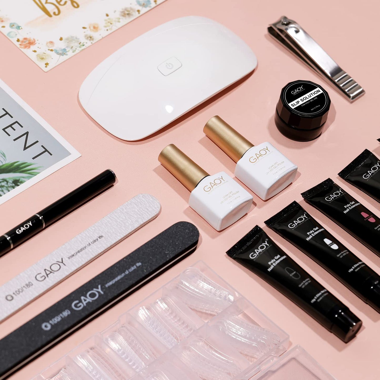 Application accessories and dual forms in GAOY Poly Gel Kit