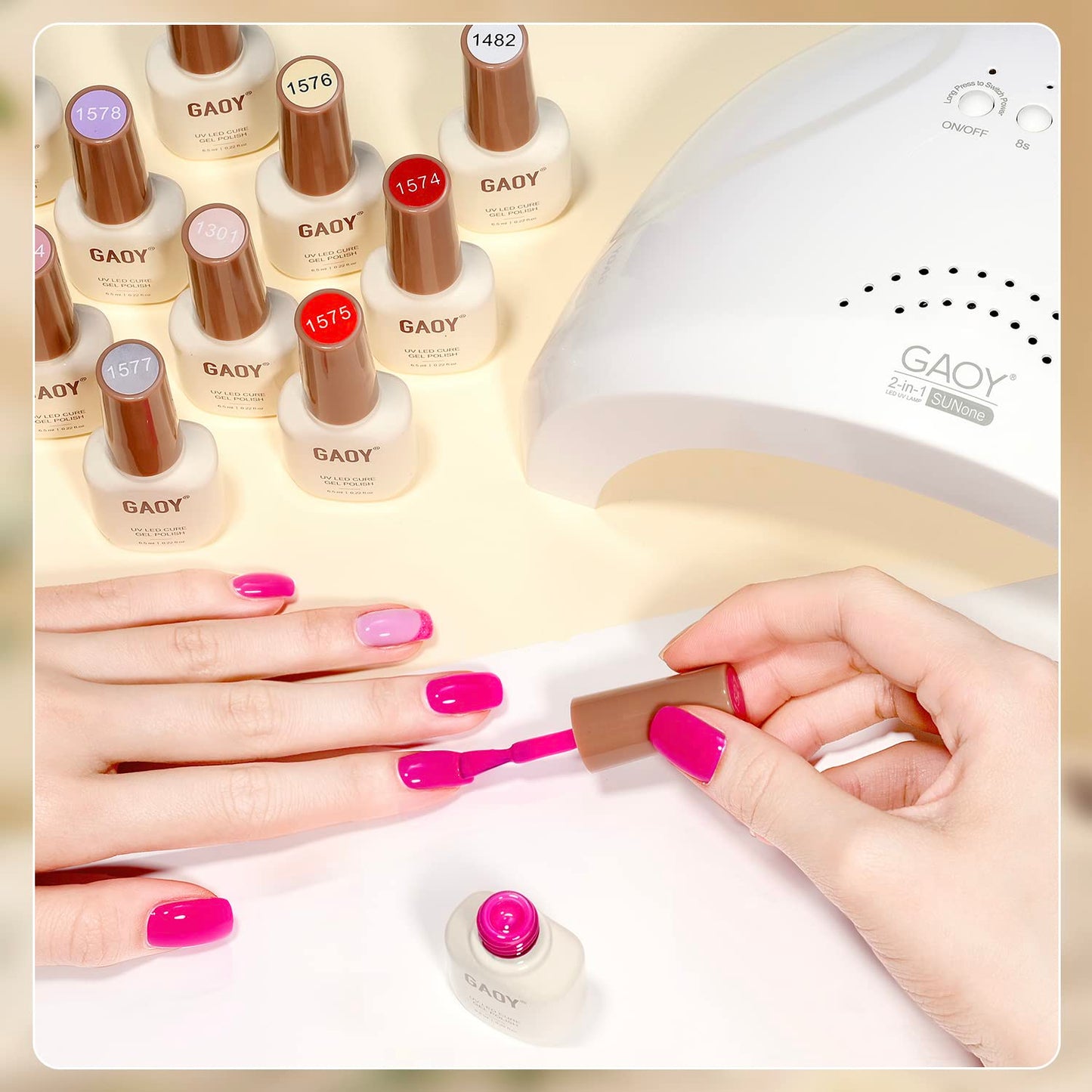 Gaoy gel nail polish kit contents spread out