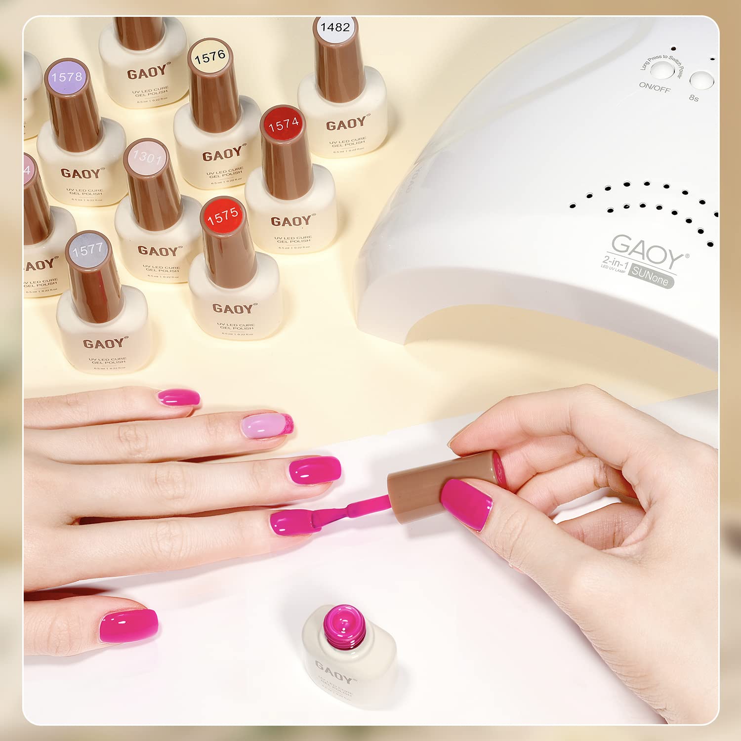 Gaoy gel nail polish kit contents spread out