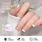 Gaoy White Swirl Gel Nail Polish applied as French manicure tips on nails