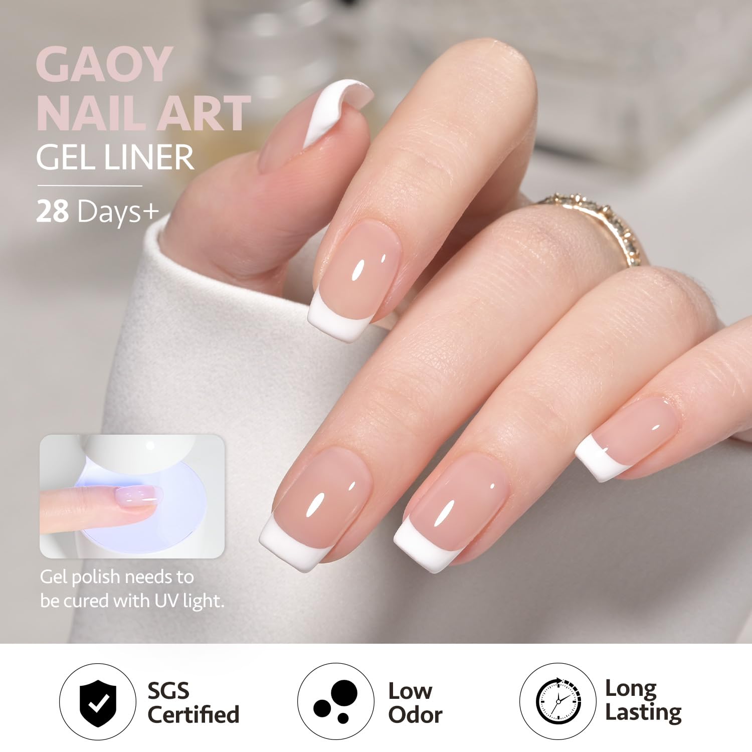 Gaoy white gel liner used for French manicure design