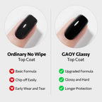 Gaoy clear glossy no wipe top coat bottle close up