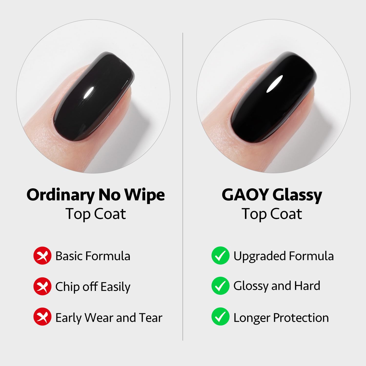 Three bottles of Gaoy clear gel nail products for manicure