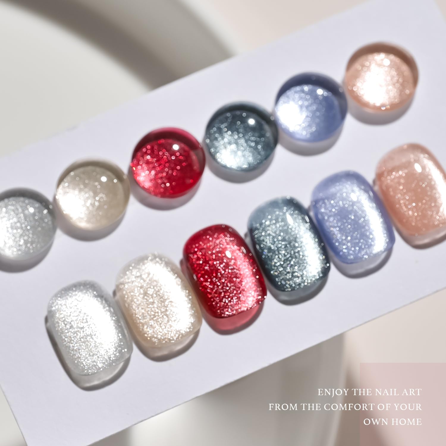 Professional manicure result using Gaoy holographic cat eye gel
