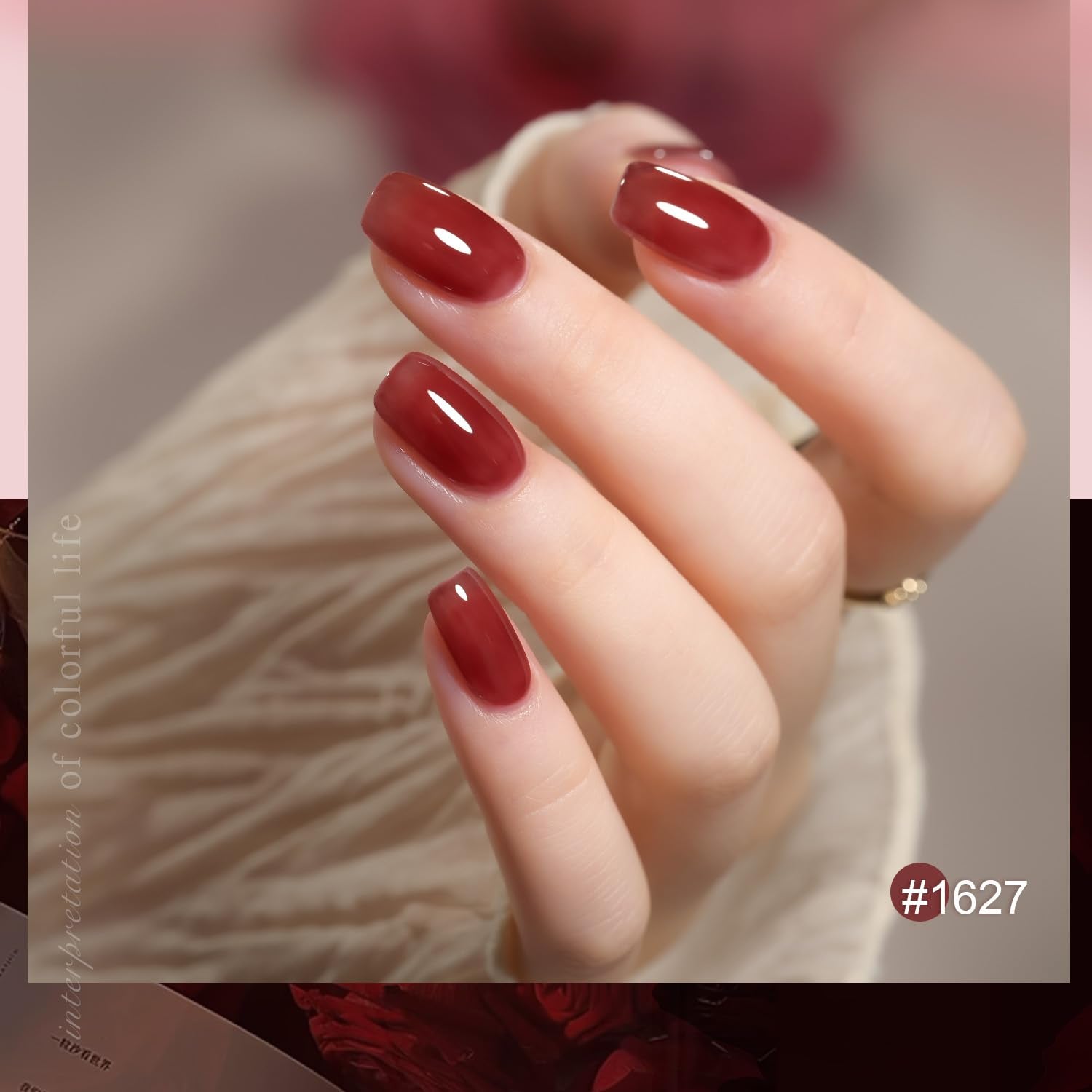 Professional manicure using Gaoy transparent rose gel polish
