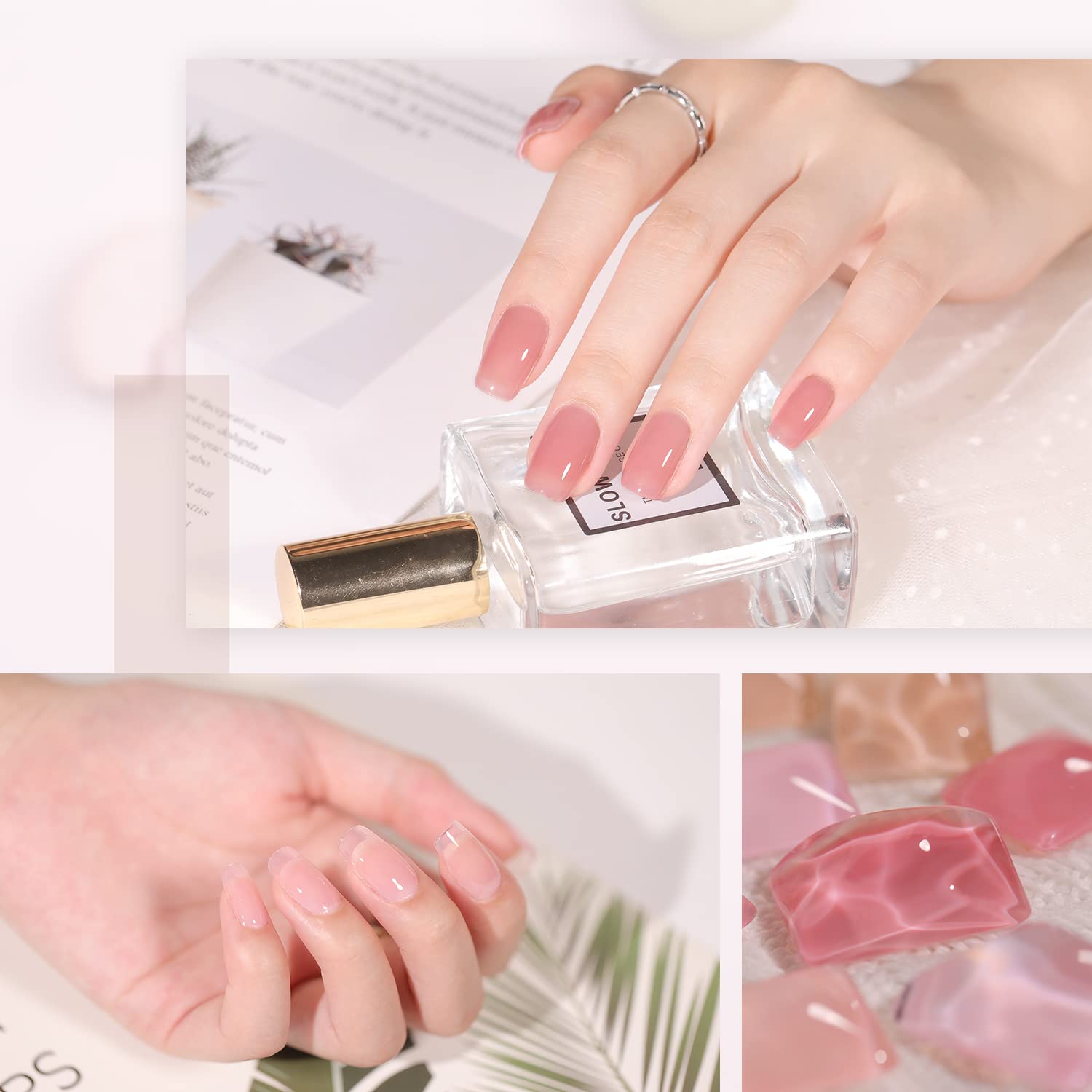 Six sheer transparent nail polish bottles from Gaoy kit