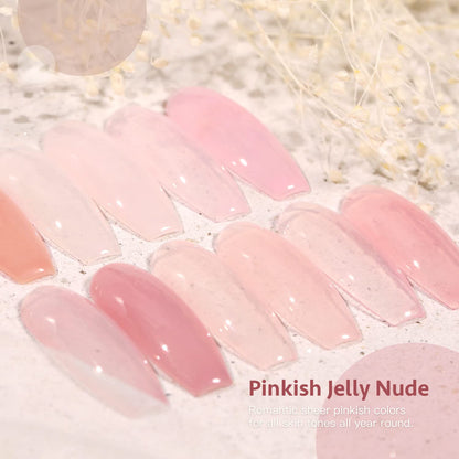 Professional manicure showing buildable jelly nail finish